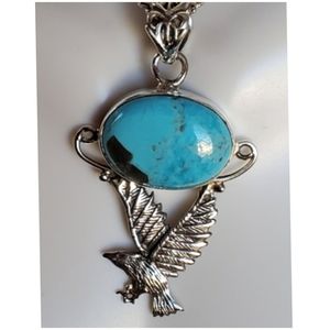 Genuine Turquoise, Flying Eagle Pendant/Necklace